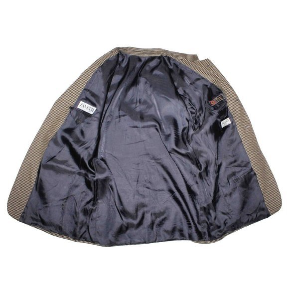 ZANETTI Balogna Houndstooth Lessona Wool Silk Sport Coat Blazer Mens US Size 44L - Picture 6 of 9